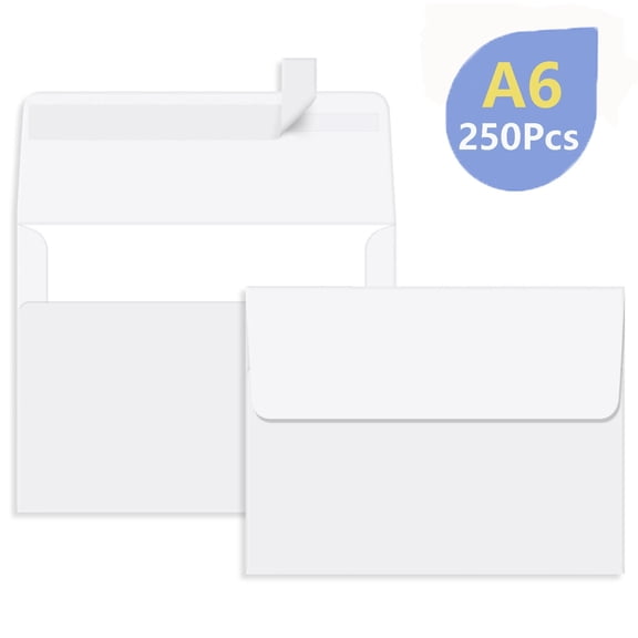 BagDream 250 Pack A6 White Envelopes 4.75 x 6.5 Printable Invitation Envelopes Self Seal for Cards, Photos RSVP, Greeting Cards
