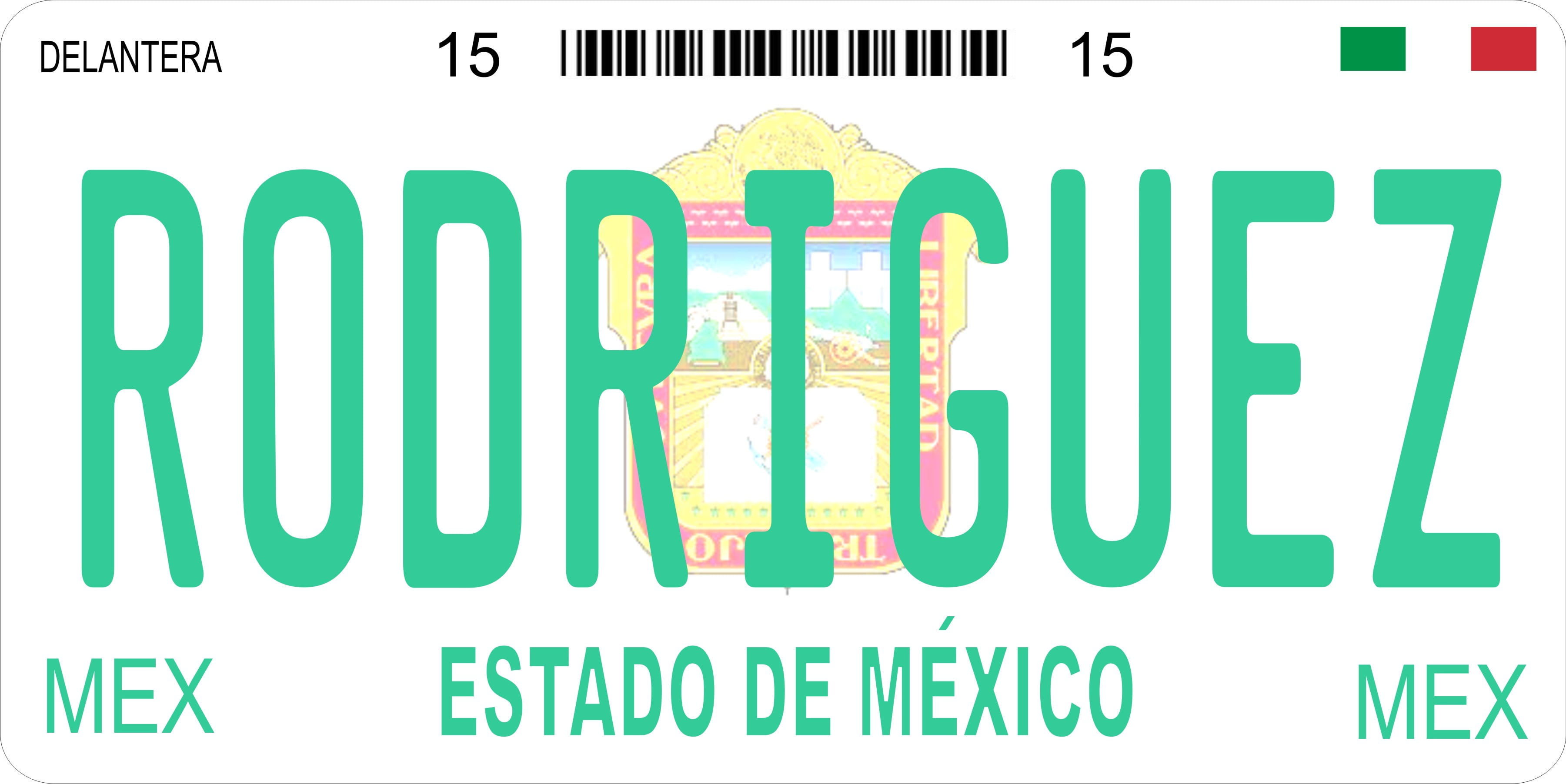 Mexico Estado De Mexico Photo License Plate Free Personalization on