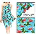 thumbnail image 4 of LA LEELA Women's Summer Beach Wraps Bikini Pareos Beachwear Skirt Swimwear Vacation Cover up Sarong Coverups for the Beach One Size Allover Flamingo, Blue, 4 of 4