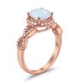 thumbnail image 3 of Halo Infinity Round Ring Rose Tone Lab Created White Opal 925 Sterling Silver Size 9, 3 of 3