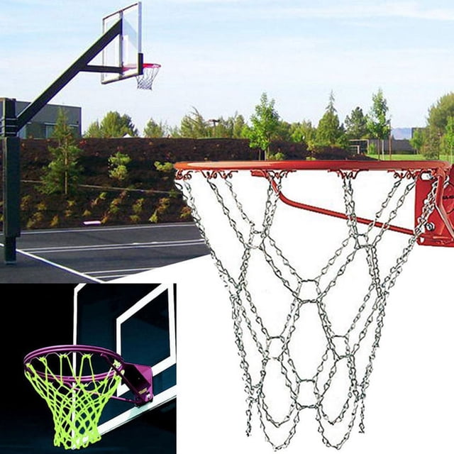 OULII 2 Pcs Sports Netting Heavy Duty Silver Basketball Training Net for Schools