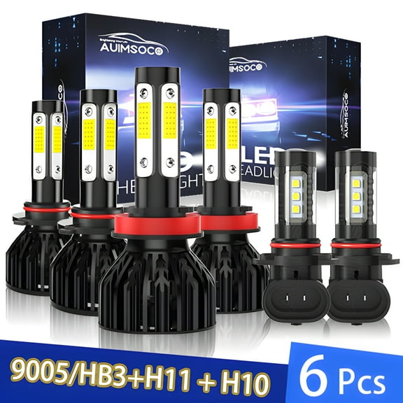 For Ram 1500 2011-2015 2016 2017 2018 High/Low Fog Light LED Headlights Combo 6x 9005 H11 H10 lights 6000k 8000 Lumens Cool White Kit Easy Install 50000 Hours Lifespan