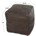 thumbnail image 3 of DecMode Stripes Dark Brown Leather Pouf with Linear Panels, 3 of 11