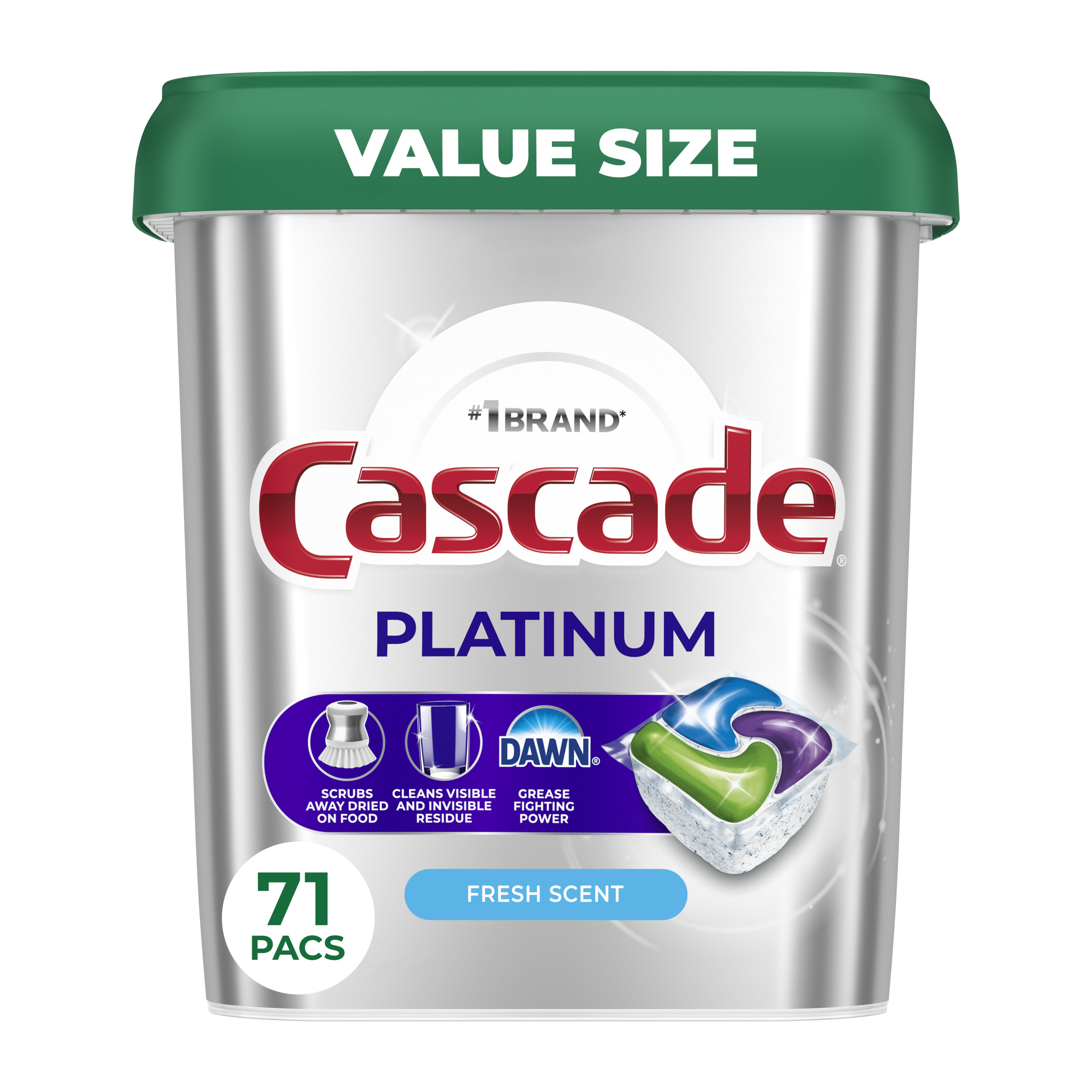 Cascade Platinum Dishwasher Pods, Fresh, 71 Count photo 2