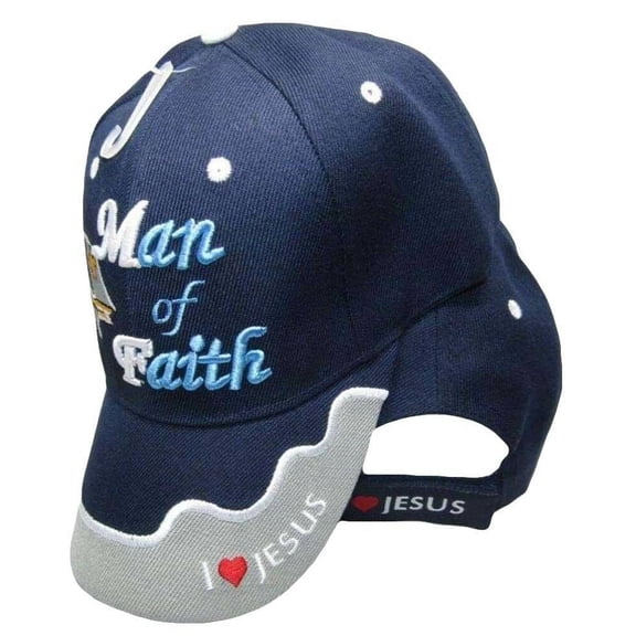 Bible Man of Faith Jesus God Blue Embroidered Cap Hat CAP832 (TOPW)