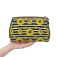 thumbnail image 4 of Xecao Sunflowers On Black And White Stripes Print Fashion Makeup PVC Bag Large Capacity Travel Cosmetic Bag for Women Organizer Toiletry Clutch, 4 of 8