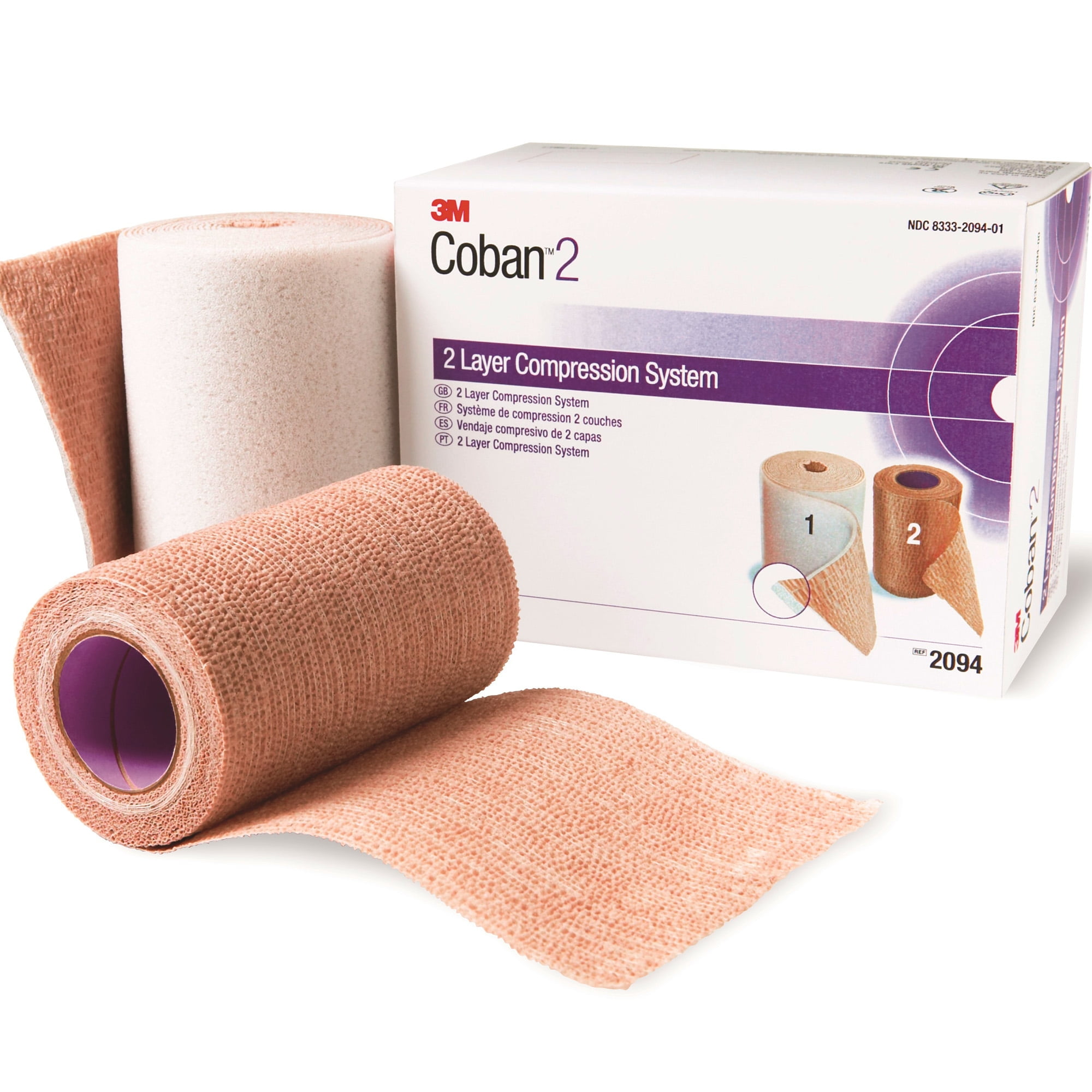 3M Coban 2 Foam / Elastic 2 Layer Compression Bandage System Brown