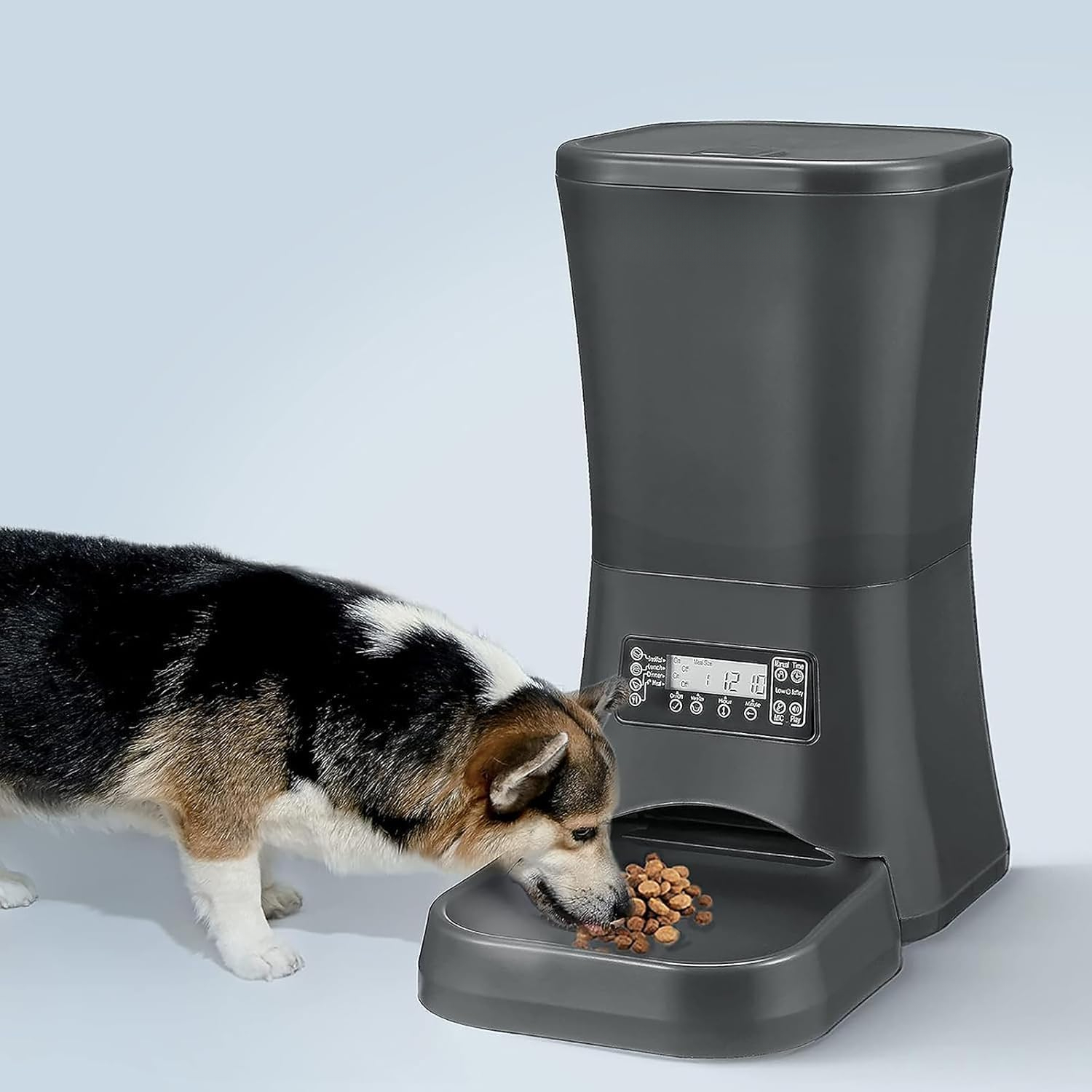 Extra Large 9L Automatic Dog Feeder, Timer-Controlled Pet Food Dispenser with Portion Control, Voice Recording, Battery & Plug-In Power for Large Dogs, Black
