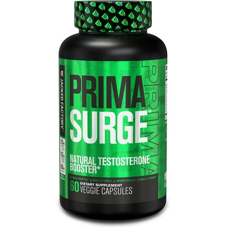 Primasurge Testosterone Booster for Men - Boost Lean Muscle Growth, Strength, Energy & Fat Loss | Natural Test Booster Supplement w/ Premium PrimaVie, Ashwagandha & More - 60 Veggie Pills
