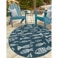 thumbnail image 3 of Unique Loom Outdoor Coastal Collection Area Rug - Whish (2'  x 3' 1" Oval Blue/Ivory), 3 of 9