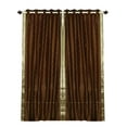 thumbnail image 3 of Ring Top Sheer Sari Curtains 43" W X 96" L matching tiebacks- Handcrafted Brown Indian Drapes Unlined for light & airy ambience Perfect for Living/Bedroom/Dining Room Sold in Pairs, 3 of 6