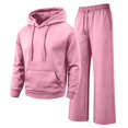 thumbnail image 5 of Leey-World Mens Outfits Mens 2 Piece Solid Colors Hoodie Track Suits Wide Leg Sweatpants Sets, 5 of 7
