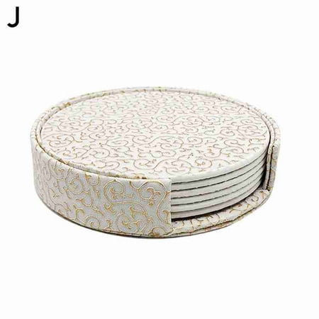 

6 Pcs/Set PU Leather Round Coaster Drink Coffee Cup Placemats Table Mat Tea S9V4