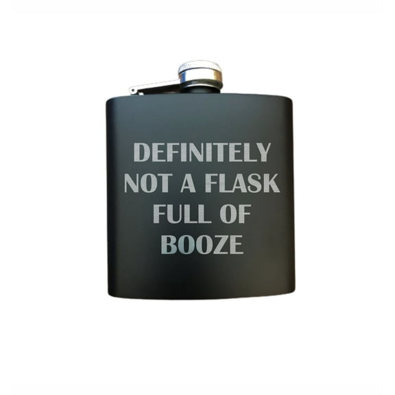 PrecisionNC Funny Gift Ideas Definitely Not a Flask Full of Booze Engraved Stainless Steel 6 oz Flask Birthday Fathers Day Flask