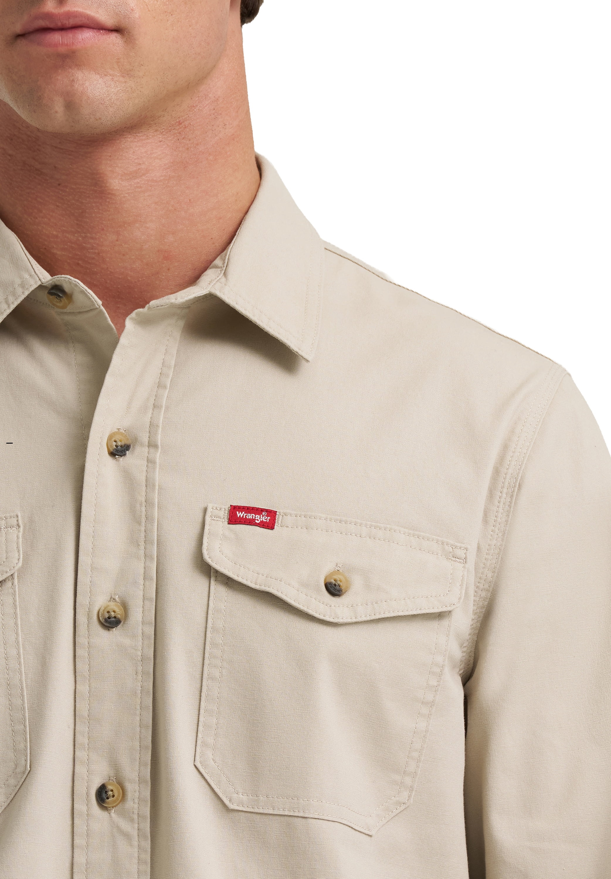 Wrangler® Mens Long Sleeve Heritage Solid Shirt