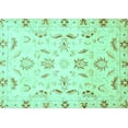 thumbnail image 1 of Ahgly Company Machine Washable Indoor Rectangle Oriental Turquoise Blue Traditional Area Rugs, 7' x 9', 1 of 4
