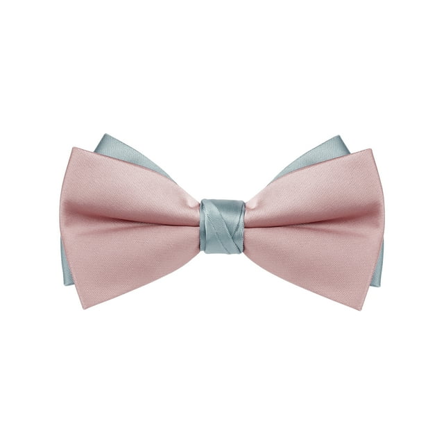 INSPIRAR CHIC Corbata de Pajarita Vintage de Dos Colores para el Día del Padre para Banquete, Boda, Fiesta y Más Rosa-Gris Talla Única