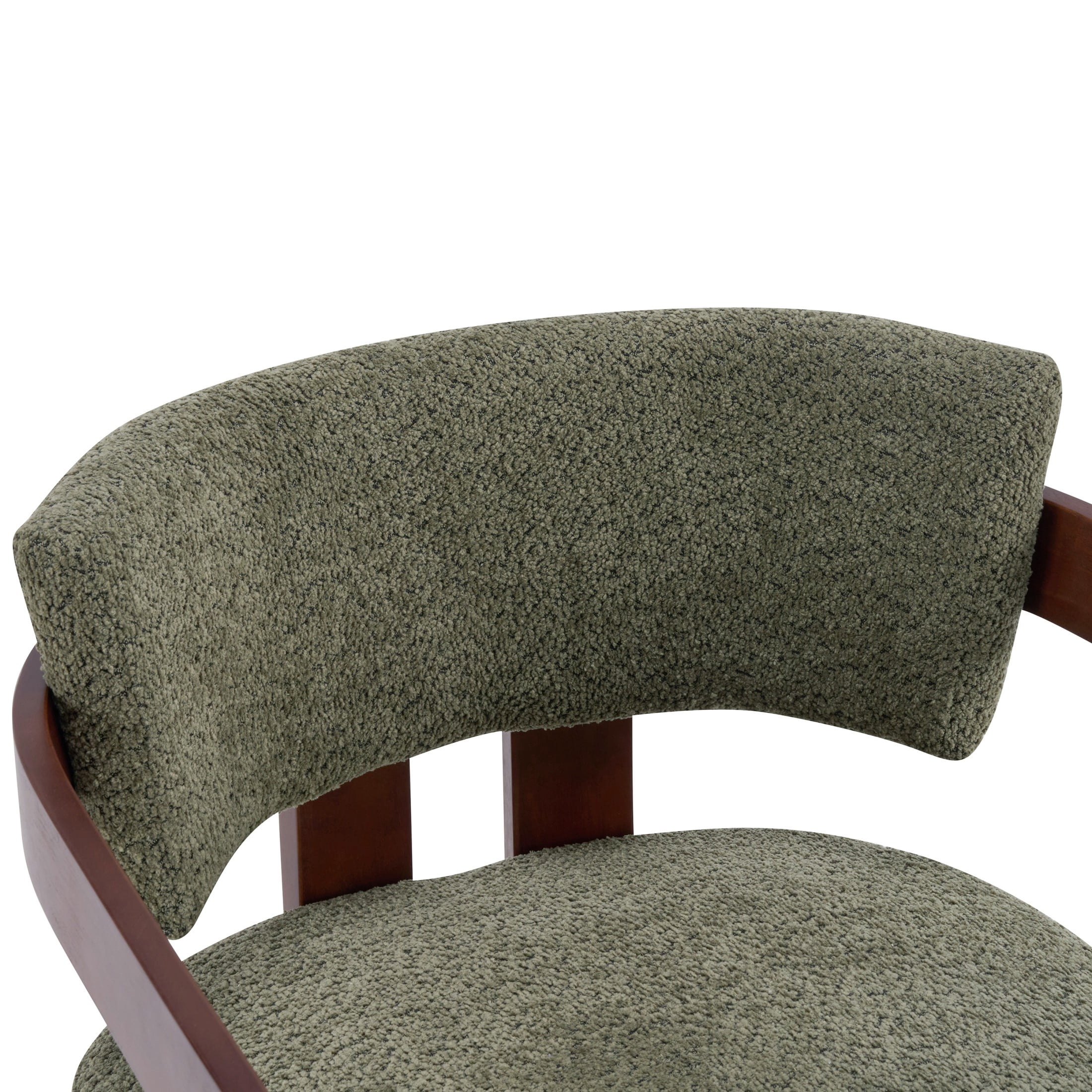 Christopher Knight Home Mid-Century Modern Boucle Upholstered Accent Arm Chair, Wood Frame, Olive Green