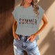 thumbnail image 2 of Camiseta de manga corta con cuello redondo y estampado holgado para mujer: prenda informal y ligera para el verano, 2 of 5