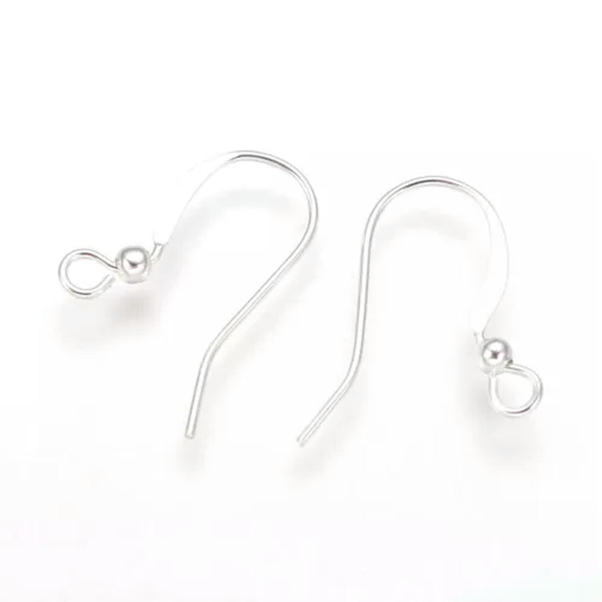 EOEMY 1000Pcs Brass Earring Hooks Earwire Nickel Free With Beads Loop Earring 15mm-Silver