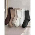 thumbnail image 2 of YooGuoGuo Women's 6 Pair Lettuce Trim Knitted Crew Socks Causal Mid Calf Socks, 2 of 8