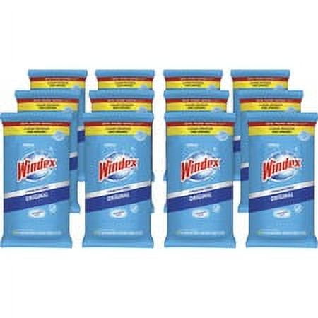 Windex; Glass & Surface Wipes - Ready-To-Use Wipe - 38 / Pack - 12 / Carton - White | Bundle of 5 Cartons