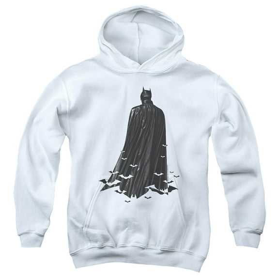 The Batman Bat Cape Kids Pull-Over Hoodie (Medium) for Youth Boys and Girls, White