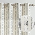 thumbnail image 5 of Curtainking Black Geometric Striped Curtains Light Filtering Linen Blend Farmhouse Boho Grommet Curtains for Living Room 52x84 Inch Set of 2, 5 of 8