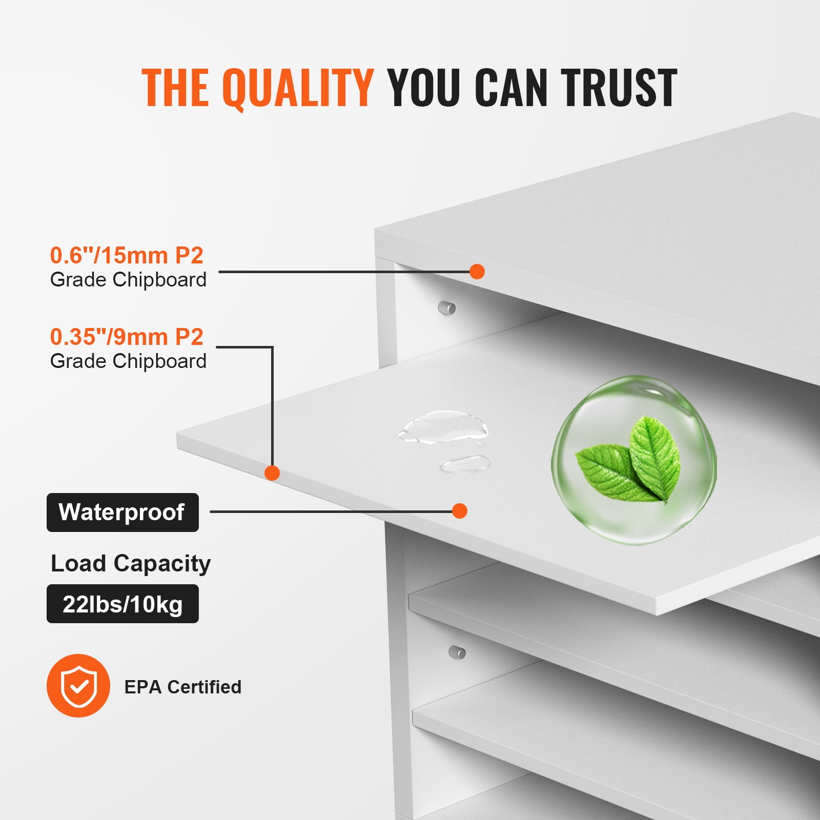 KFFKFF Wood Literature Organizer Adjustable File Sorter 5 Compartments White