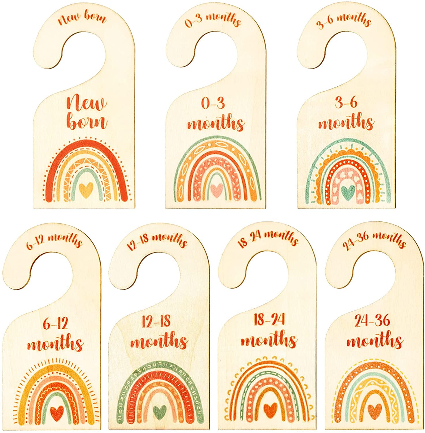 Baby Closet Size Hanging Closet Dividers,Baby Clothes Divider Wooden Closet Dividers from Newborn to 24 Months for Boys Girls 7 Pcs Wood Baby Closet Dividers 