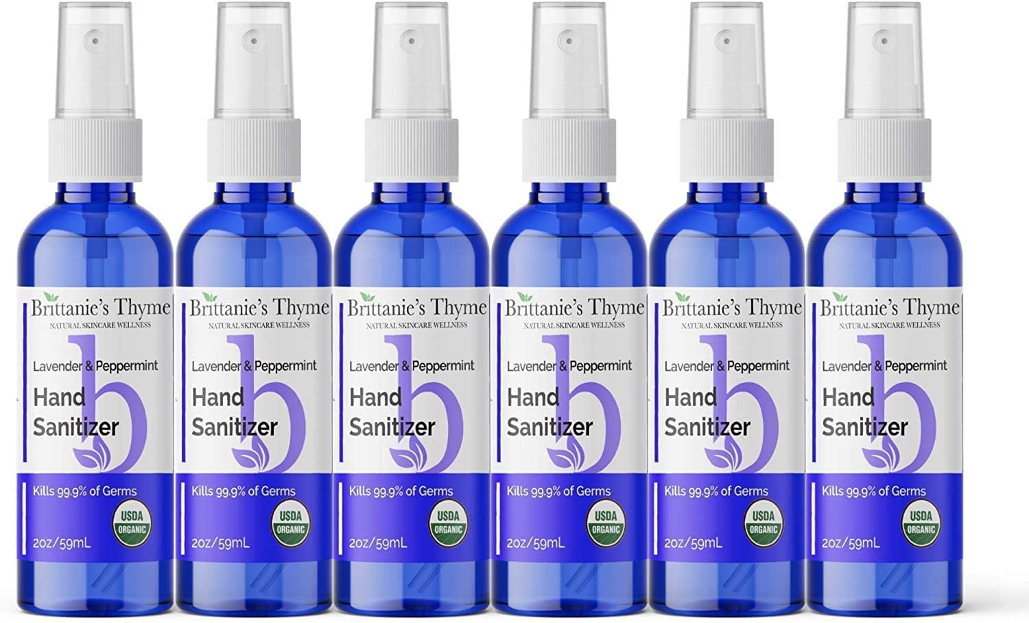 Brittanie's Thyme Organic Travel Hand Sanitizer Spray, 2 oz 6 Pack