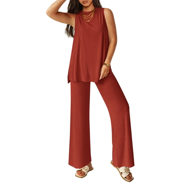 Conjunto de Chándal PRETTYGARDEN 2 Piezas para Mujer Rojo Ladrillo Talla M