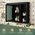 thumbnail image 4 of GZXS Black Medicine Cabinet, Wall-Mounted Wooden Cabinet with Mirror, Adjustable Interior Shelf and Side Open Storage, Modern Style, for Bathroom, Bedroom, Living Room, 4 of 8