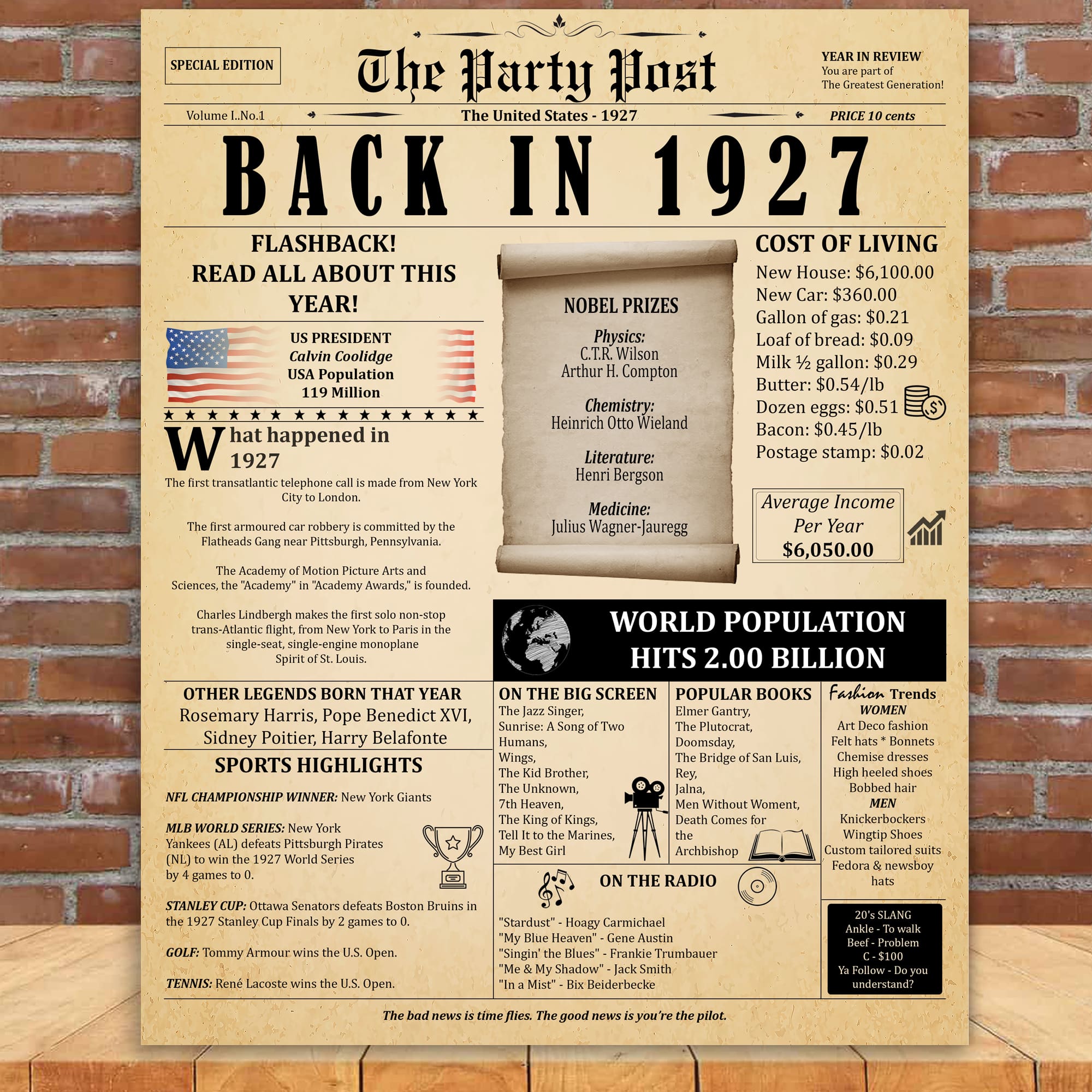 The Party Post 97th Birthday Party Decorations 11x14 in Unframed Poster Born in 1927 - image 4 of 5