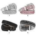 thumbnail image 2 of letairis Y2K Style Rhinestone Belt Western Rhinestone Belt For Y2K Fashionistas Rhinestones Belt Black+White 105cm, 2 of 6