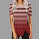 thumbnail image 4 of Blusas de Manga Corta para las Mujeres, Botón Impreso Casual Abajo Cuello Redondo Superior, Tela de Imitación Ligera, 4 of 5