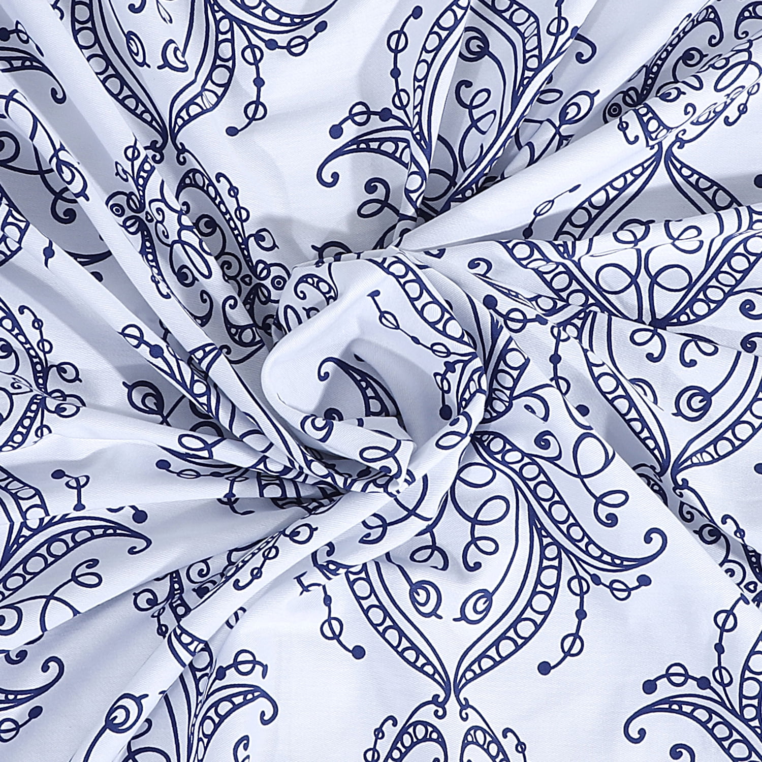 Dainty Home Royale Navy 100% Cotton Damask Design Shower Curtain 70" x 72"