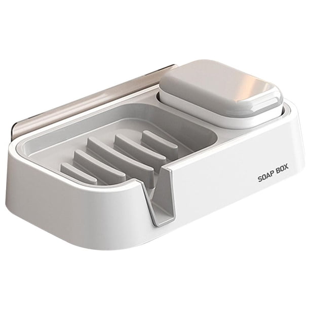 Jabonera de baño Jabonera Sin taladros Encimera Fregadero de cocina Ducha montada gris con pincel