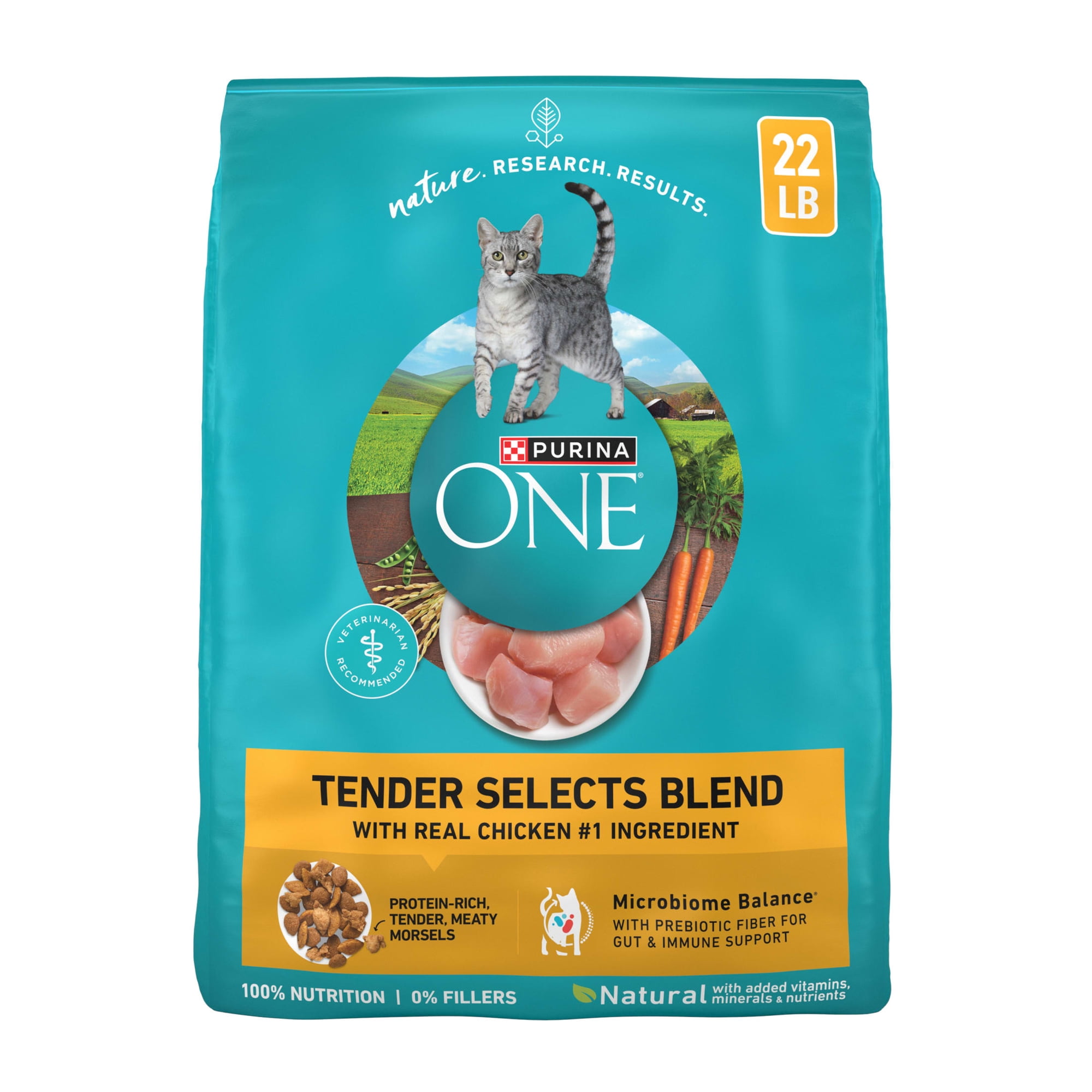 Purina ONE Tender Select Blends Dry Cat Food, Chicken, 22 lb Bag