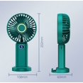 thumbnail image 3 of Ventilador de mano, mini ventilador portátil recargable por USB, ventilador de bolsillo pequeño de 5 velocidades con base verde, 3 of 5
