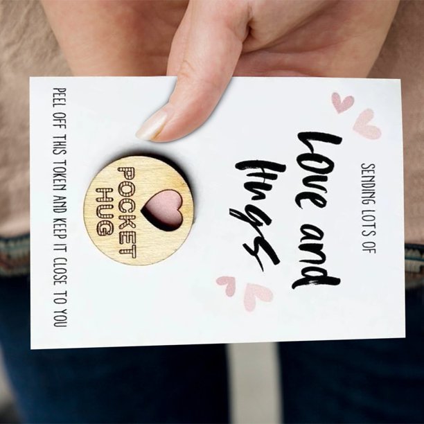 Tarjeta de bolsillo con poema de abrazo de corazón de Hengsof, regalo de aislamiento, recuerdo de abrazo, regalo "Pensando en ti", bonita decoración con tarjeta de felicitación alentadora.