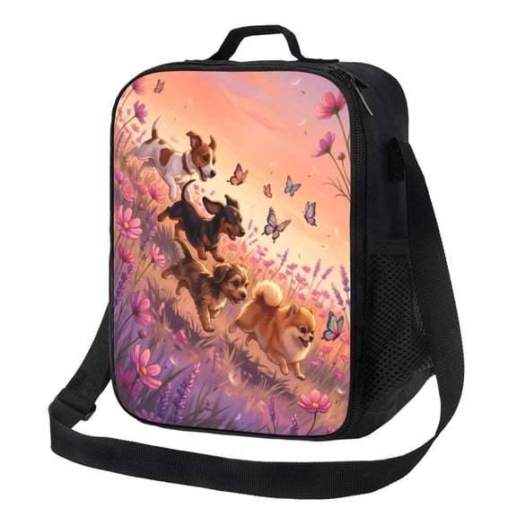 Dog Lunch Bag Cute Puppy Art Insulated Hot Cold Lunch Bag Reusable Lunch Box With Shoulder Strap For Work Office Gym Commute Men Women Daily