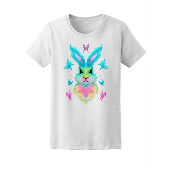 Beautiful Watercolor Cute Rabbit T-Shirt Women -Image by Shutterstock, Female Small