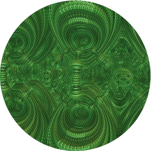 Ahgly Company Indoor Round Patterned Deep Emerald Green Area Rugs, 4' Round
