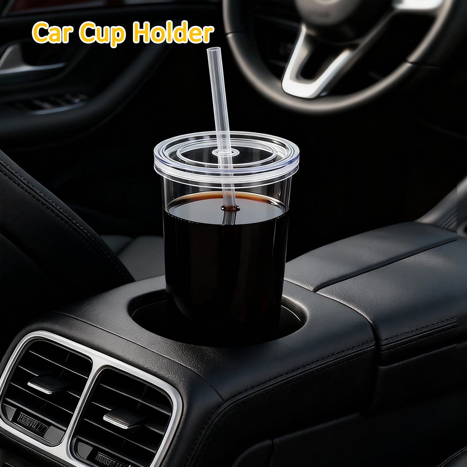 Koomade 2-Pack 20oz Clear Plastic Tumblers with Straws, Shatter-Resistant