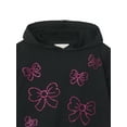 thumbnail image 5 of Planet Gold Girls' Rhinestone Bow Embellished Fleece Hoodie and Pant, 2-Piece Set, Sizes 4-18, 5 of 13