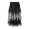 thumbnail image 4 of MIXUE Skirts For Women Summer Solid Color Elastic High Waist Ruffled A Line Wedding Tutu Maxi Skirt Beachwear,Black,L, 4 of 7