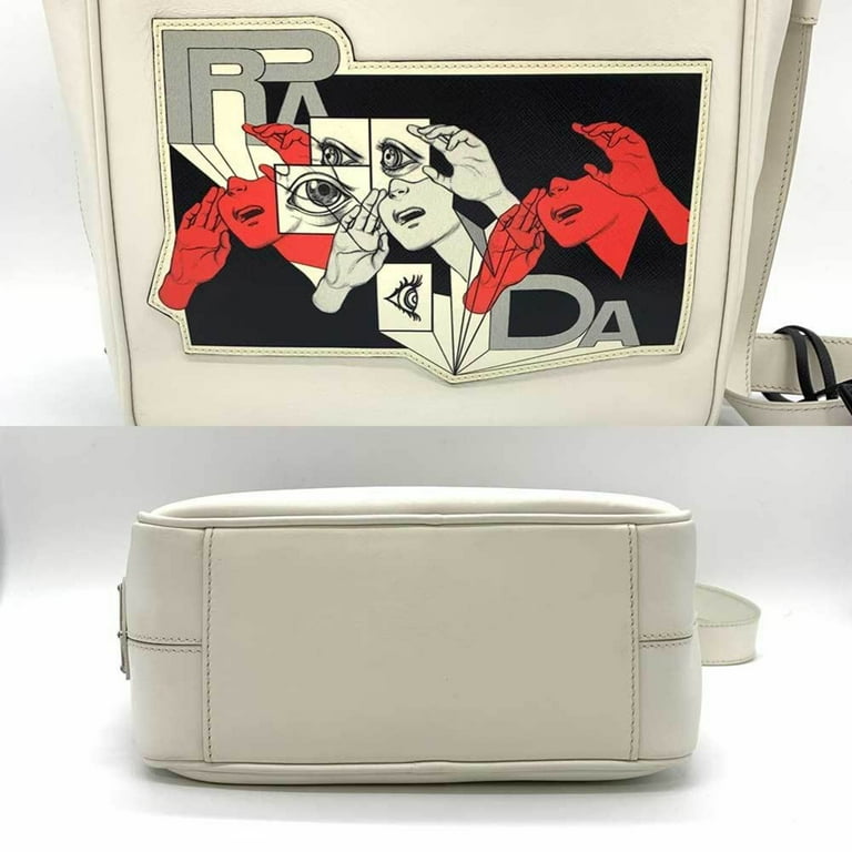 Pre-Owned Prada Bag Comic Print Shoulder White Triangle Pre-Owned Prada Bag Comic Print Shoulder White Triangle