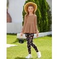 thumbnail image 4 of Arshiner Girls 2 Piece Clothing Set Floral Ruffle Hem Bell Sleeve Top and Leggings Fall Winter Outfits, 4 of 6
