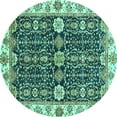 thumbnail image 1 of Ahgly Company Machine Washable Indoor Round Oriental Turquoise Blue Traditional Area Rugs, 8' Round, 1 of 4